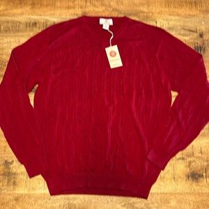 Bobby Chan Silk Cotton Mens Sweater Long Sleeve Sz XL Vneck Burgandy (9)